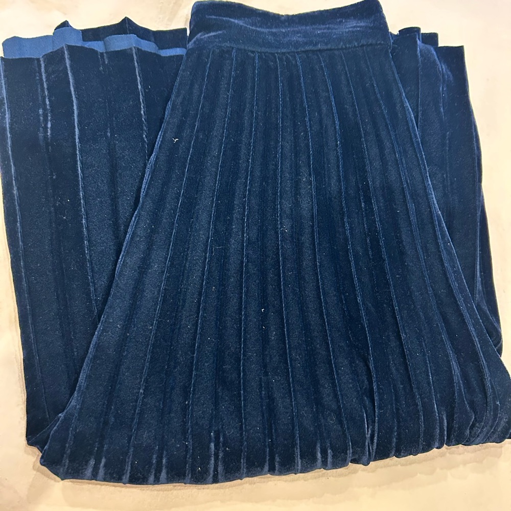 Sezane Navy Velvet Skirt